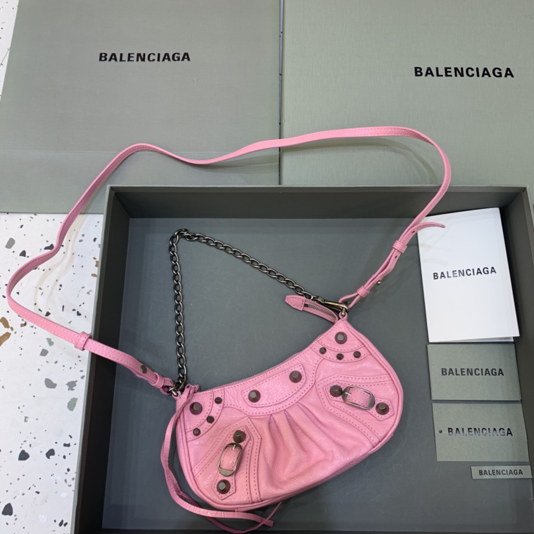 Balenciaga Le Cagole Mini Bag With Chain Shoulder Bag Pink